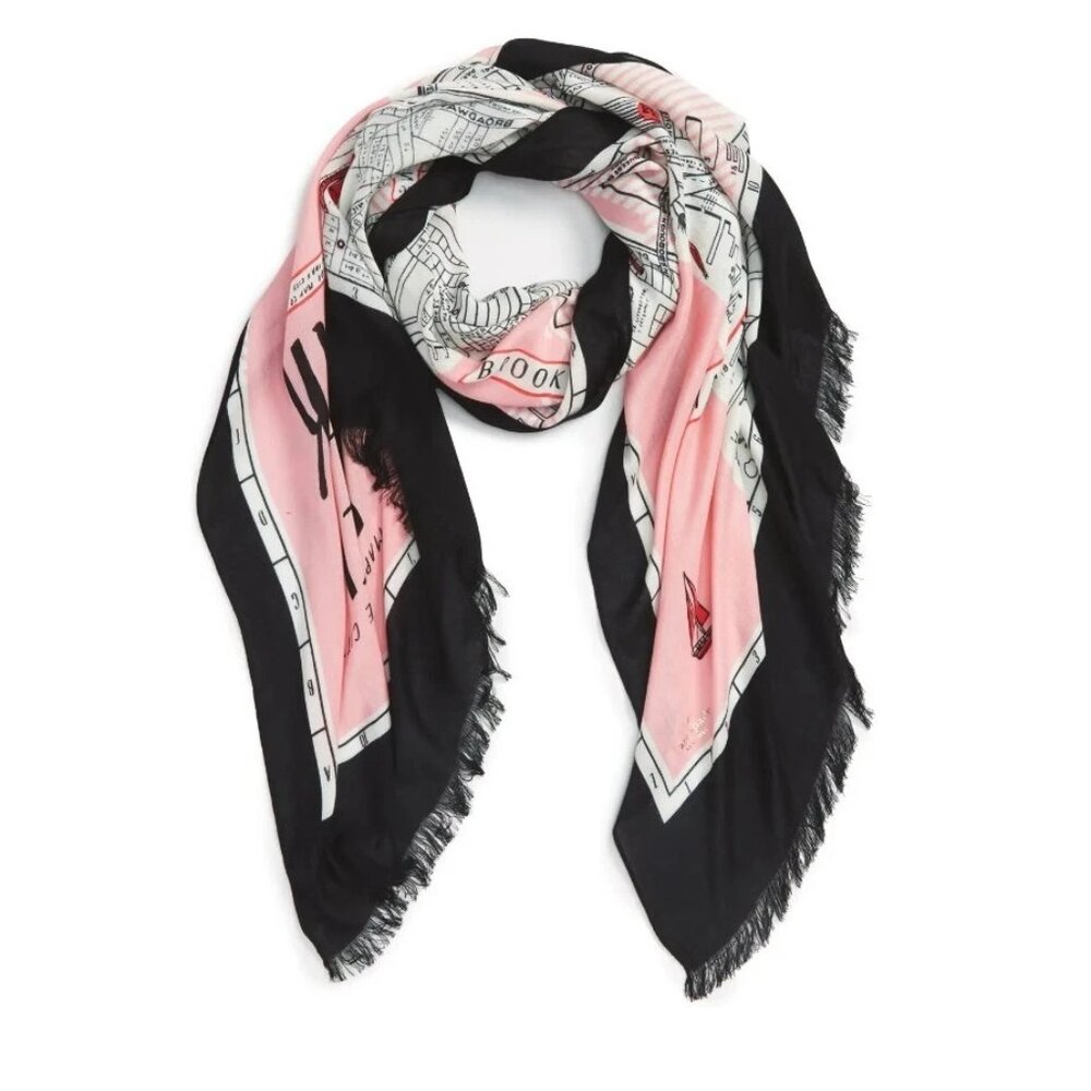 kate spade NYC New York Map Scarf Pink - Picture 3 of 14